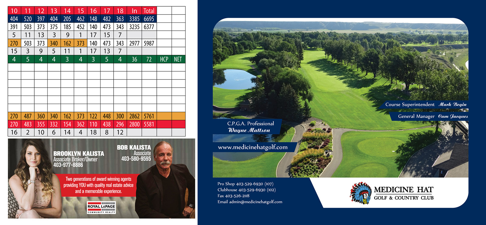 Scorecard Medicine Hat Golf and Country Club